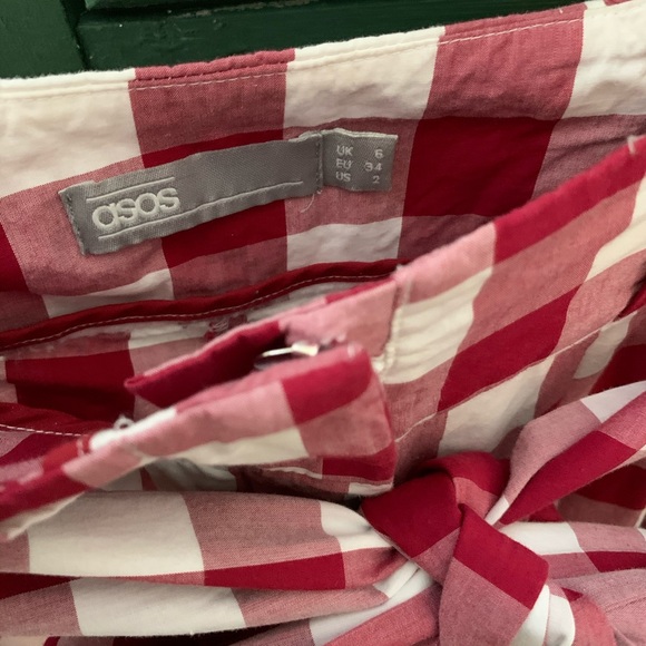 ASOS High Waist Tie Paper Bag Gingham Peg Trousers - Picture 6 of 6